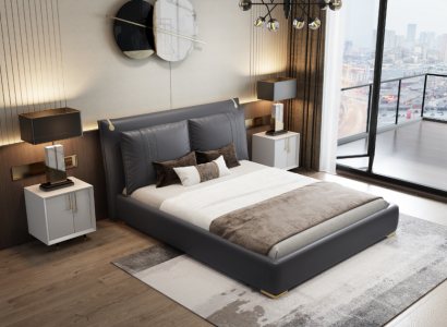 Luxurious bed beds modern double bed gray bed frame bedroom new